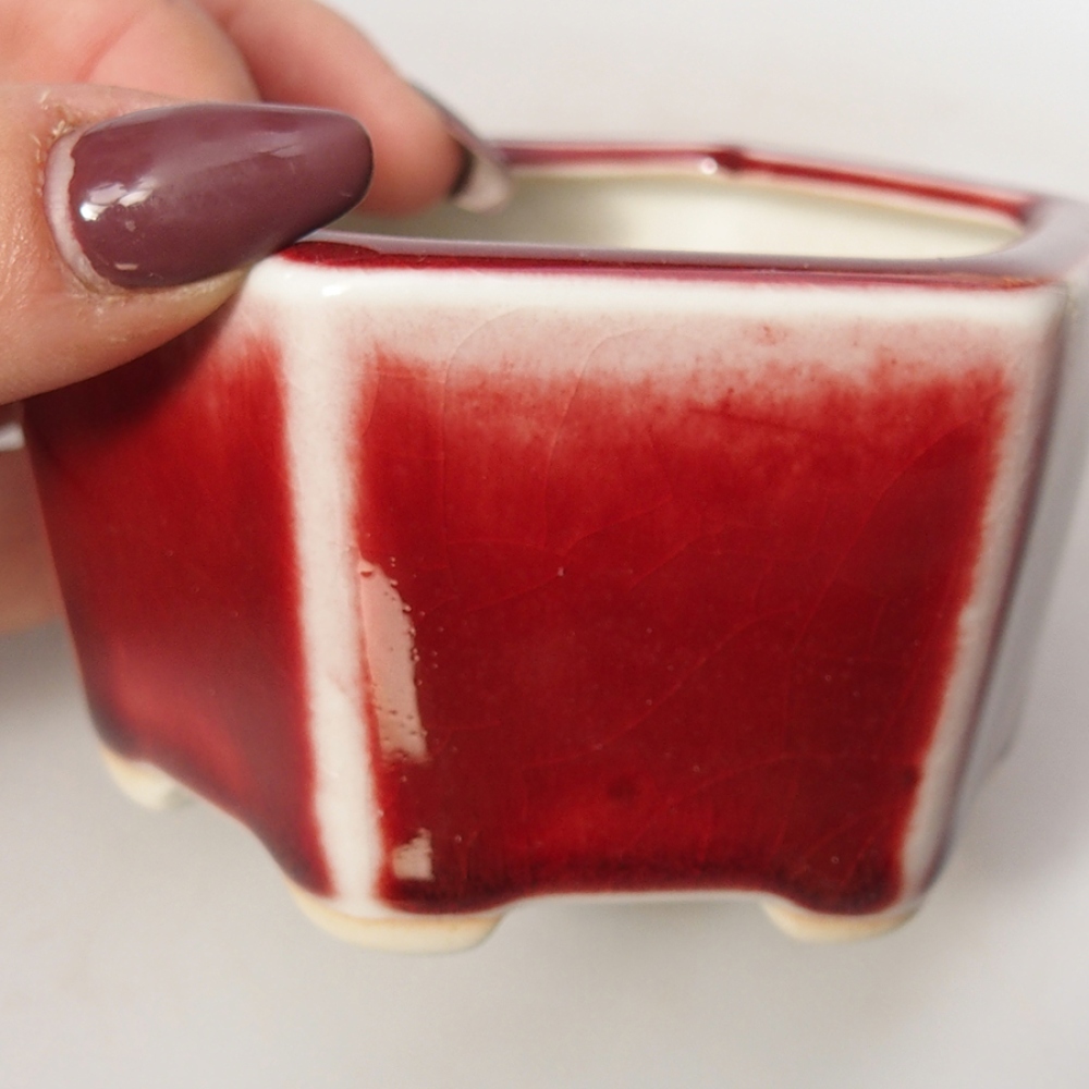 Bol à bonsaï en céramique 9 x 8 x 5 cm, couleur rouge