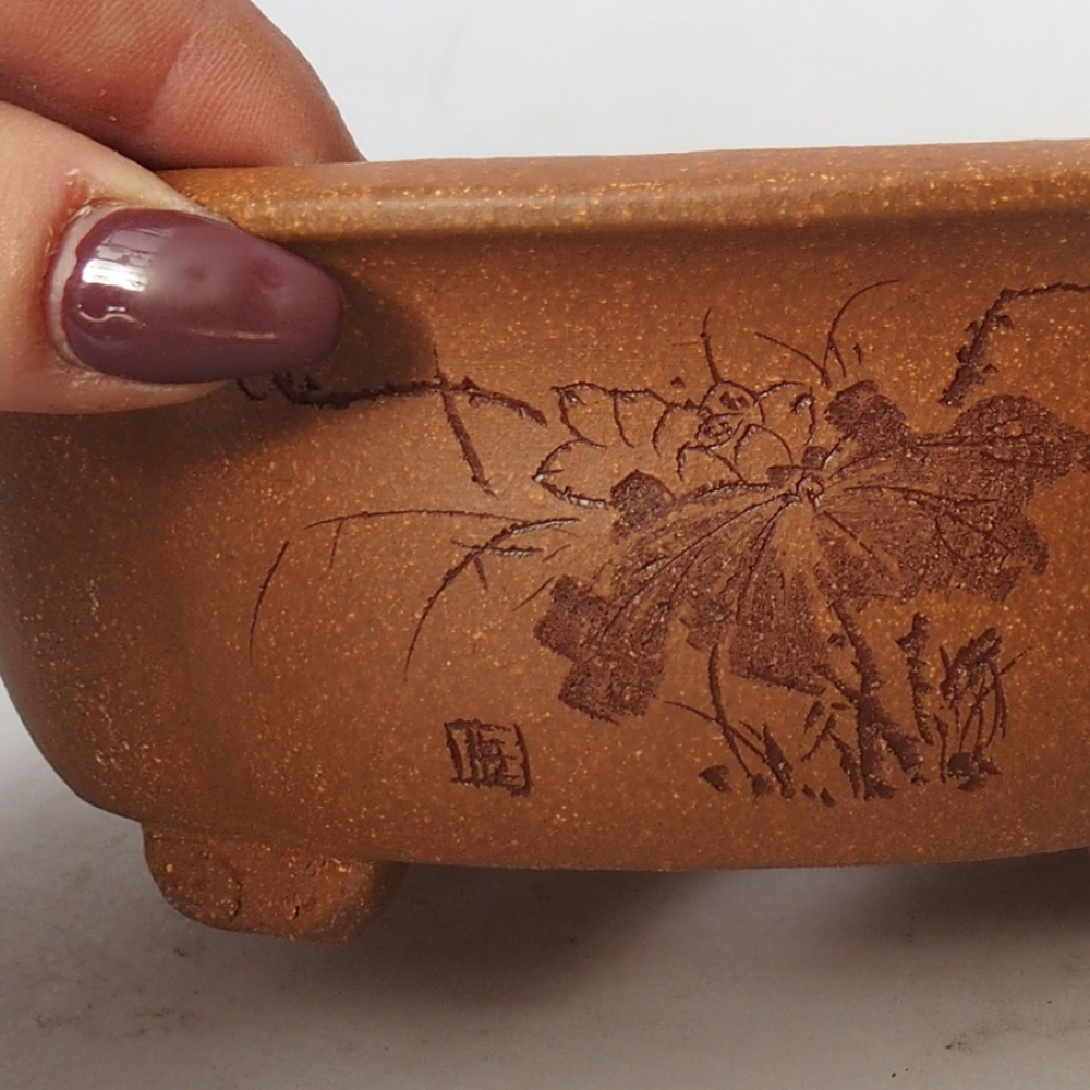 Bol à bonsaï en céramique 15,5 x 13 x 6 cm, brun