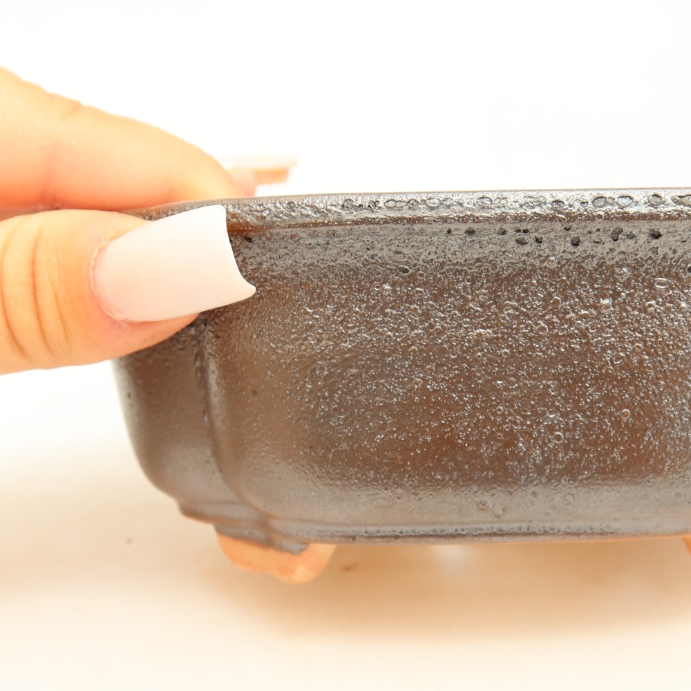 Pot à bonsaï en céramique 13,5 x 10,5 x 5 cm, couleur métallique