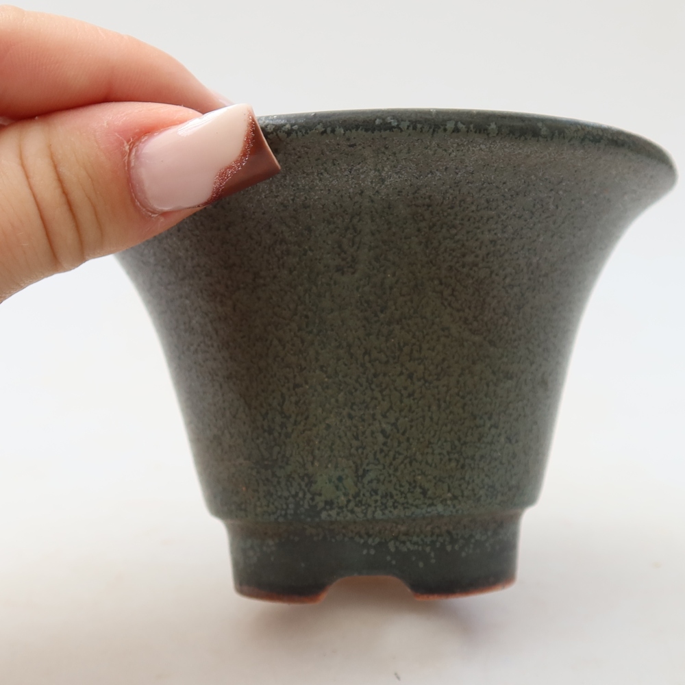 Pot à bonsaï en céramique 10,5 x 10,5 x 7 cm, couleur grise