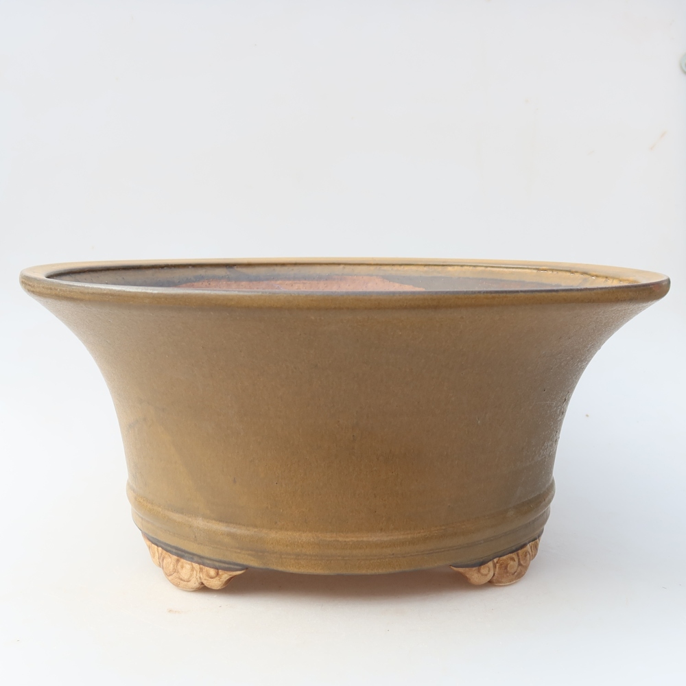 Pot à bonsaï en céramique 31,5 x 31,5 x 14,5 cm, couleur marron