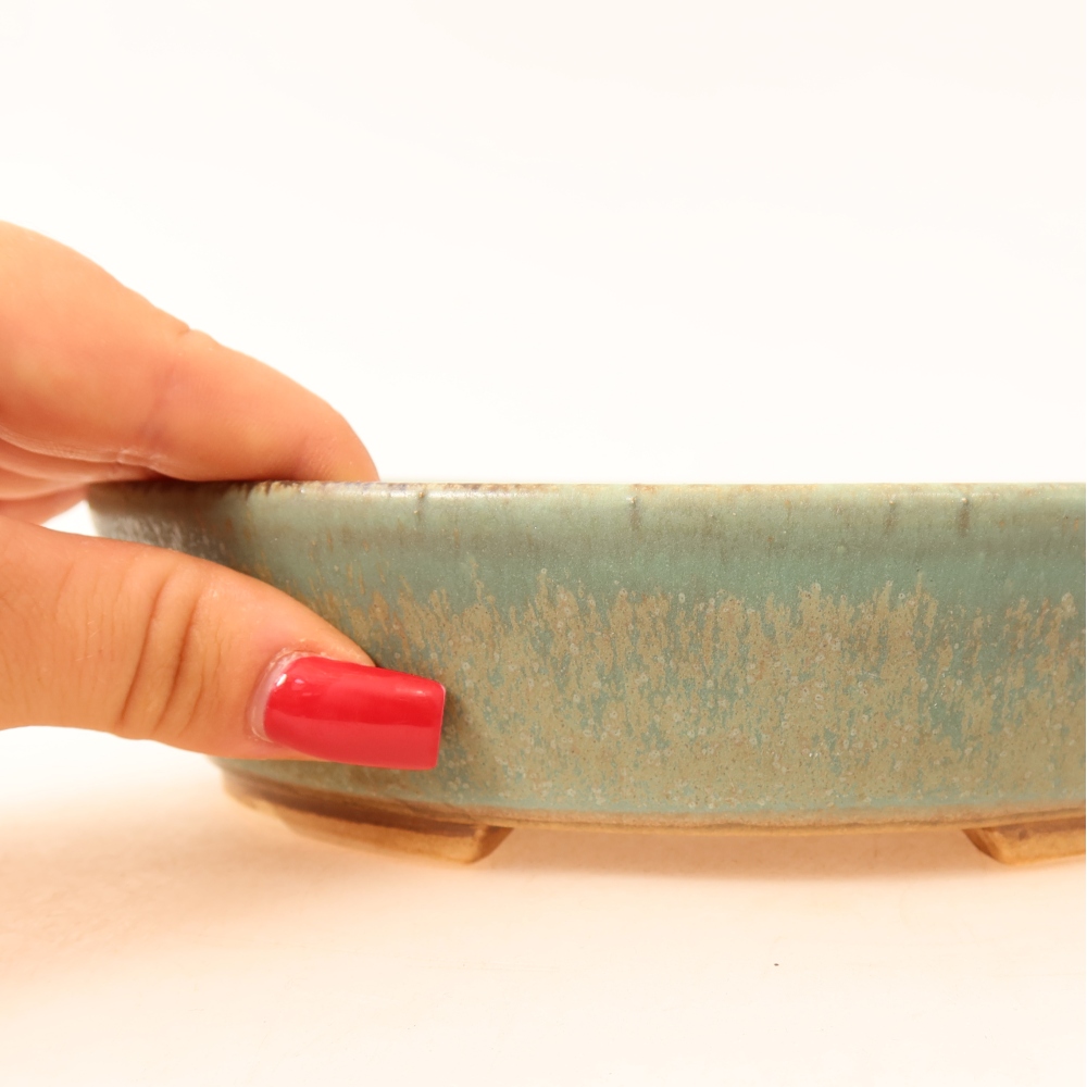 Bol à bonsaï en céramique 18,5 x 16,5 x 4,5 cm, vert