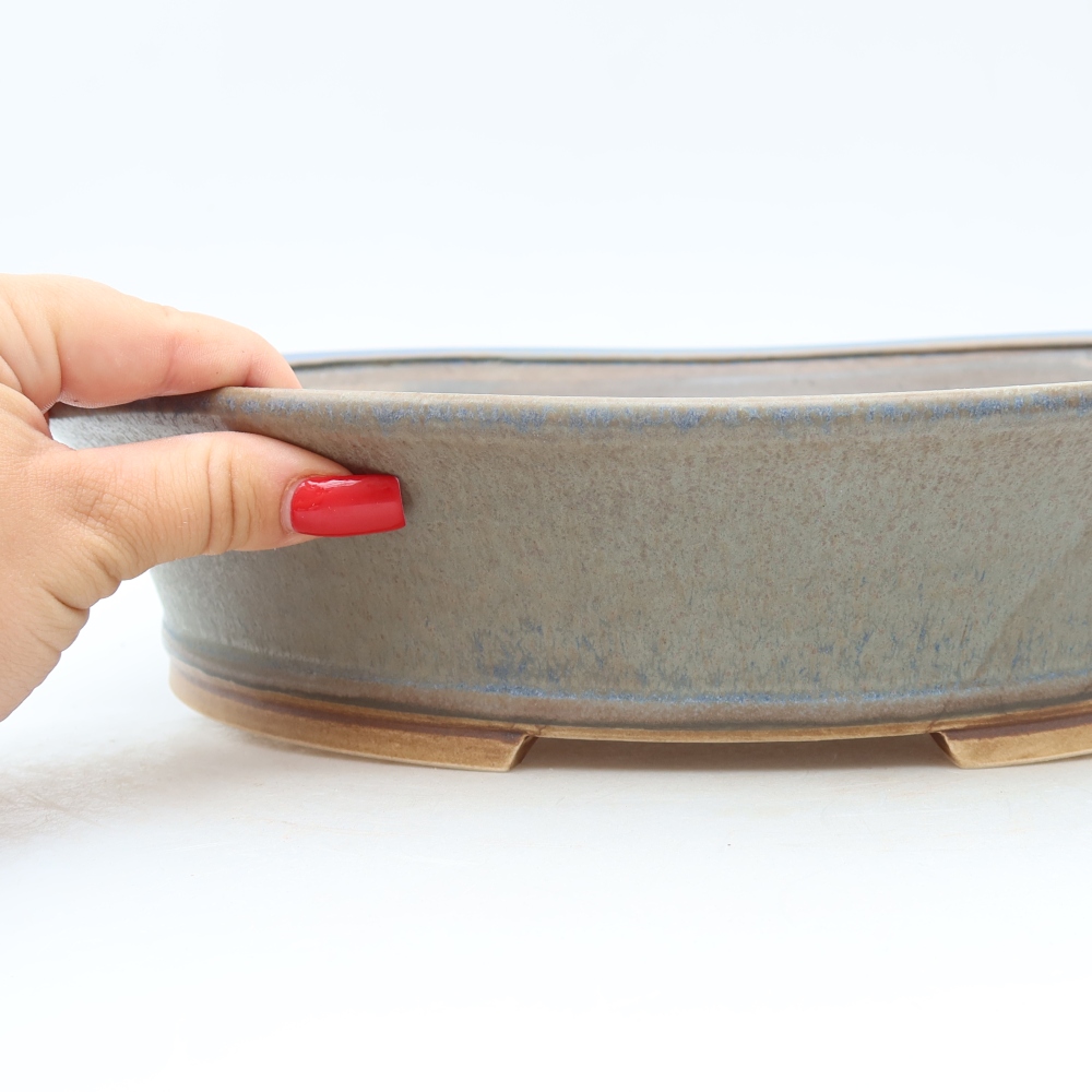 Bol à bonsaï en céramique 26,5 x 24 x 5,5 cm, couleur bleu