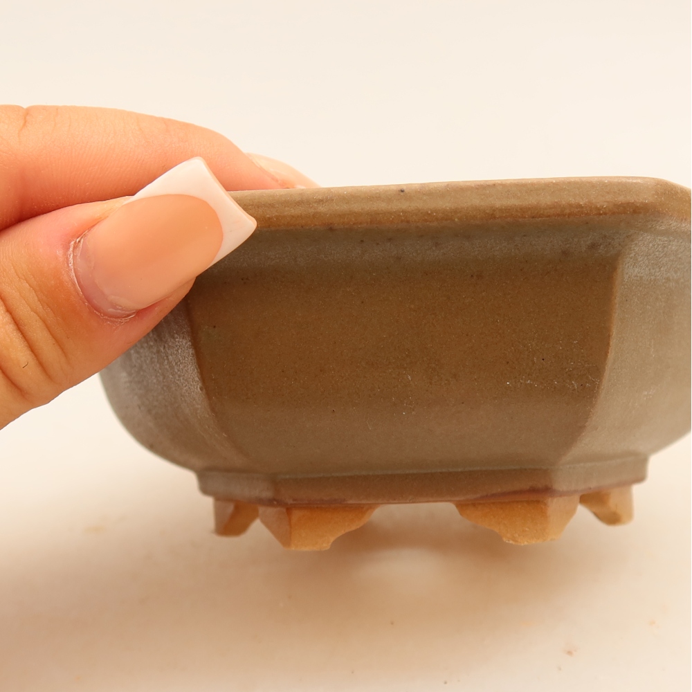 Pot à bonsaï en céramique 12 x 10,5 x 4 cm, couleur grise