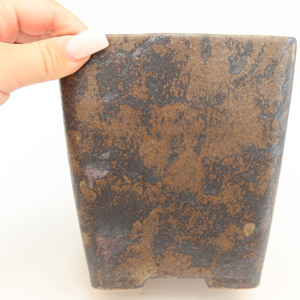Bol à bonsaï en céramique 14 x 14 x 15 cm, brun