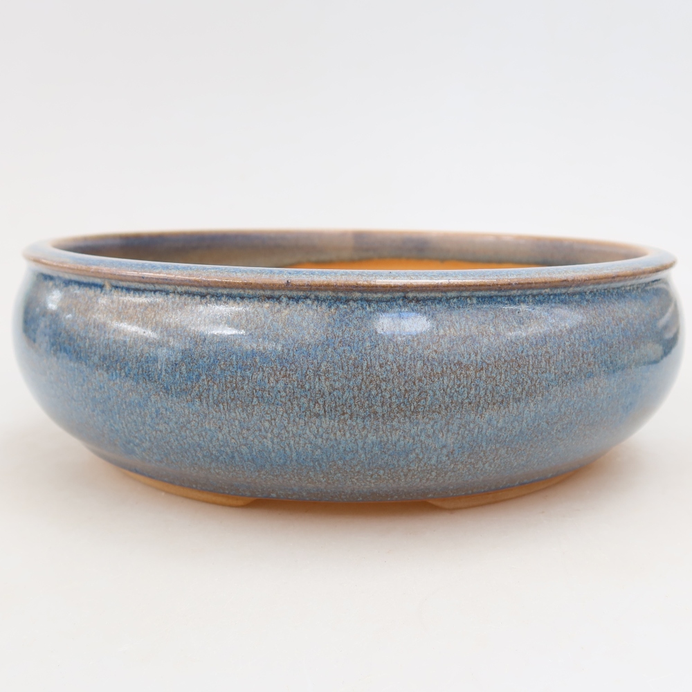 Pot à bonsaï en céramique 21,5 x 21,5 x 7 cm, couleur bleue