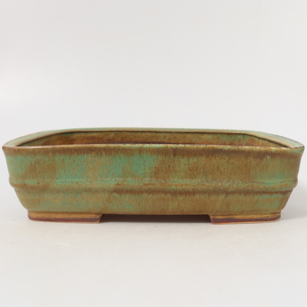 Pot à bonsaï en céramique 22,5 x 18 x 6 cm, couleur verte