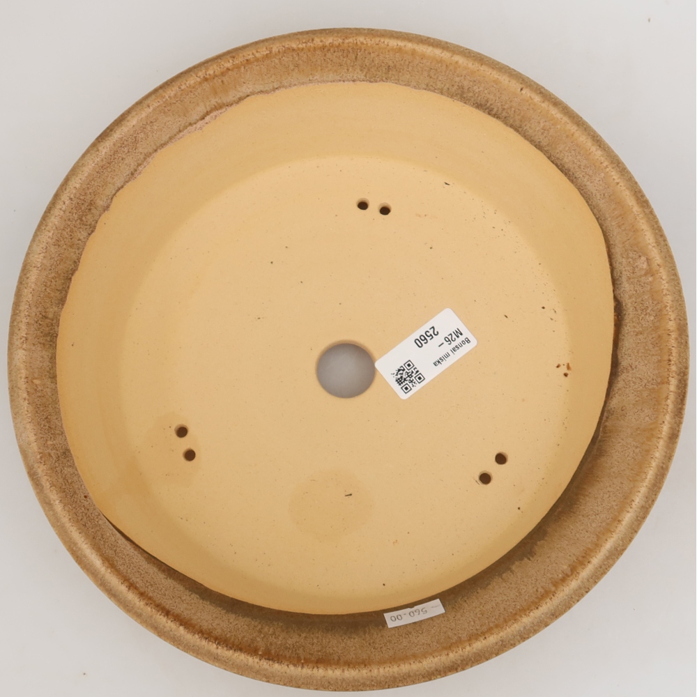 Pot à bonsaï en céramique 25,5 x 25,5 x 6,5 cm, couleur marron