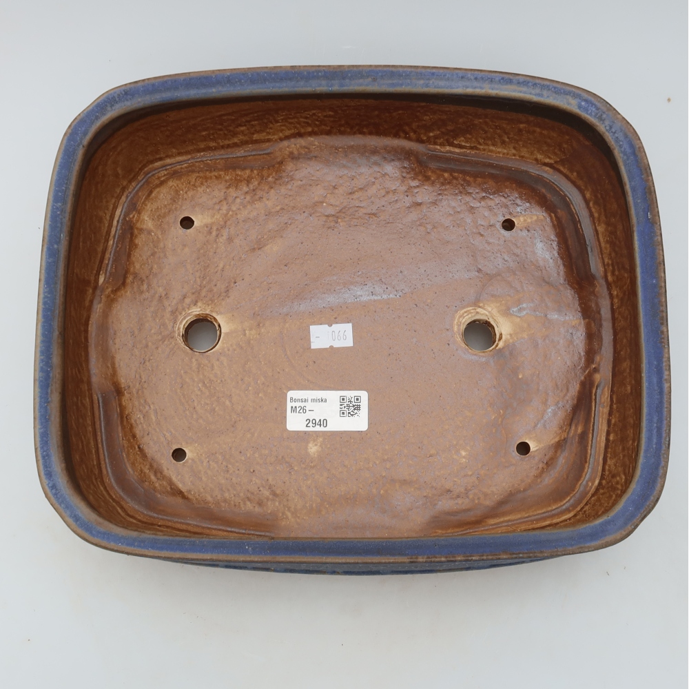 Pot à bonsaï en céramique 29,5 x 23 x 7 cm, couleur bleue
