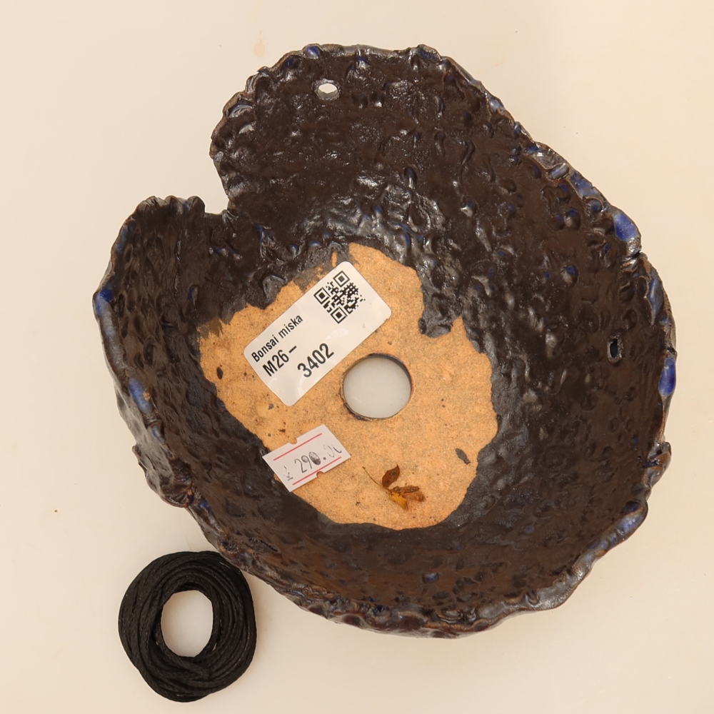 Coquille en céramique pour kokedama, 14 x 12 x 8,5 cm, couleur bleue