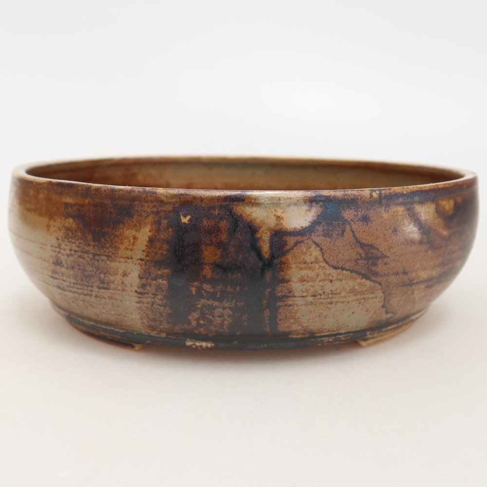Pot à bonsaï en céramique 17 x 17 x 5,5 cm, couleur marron