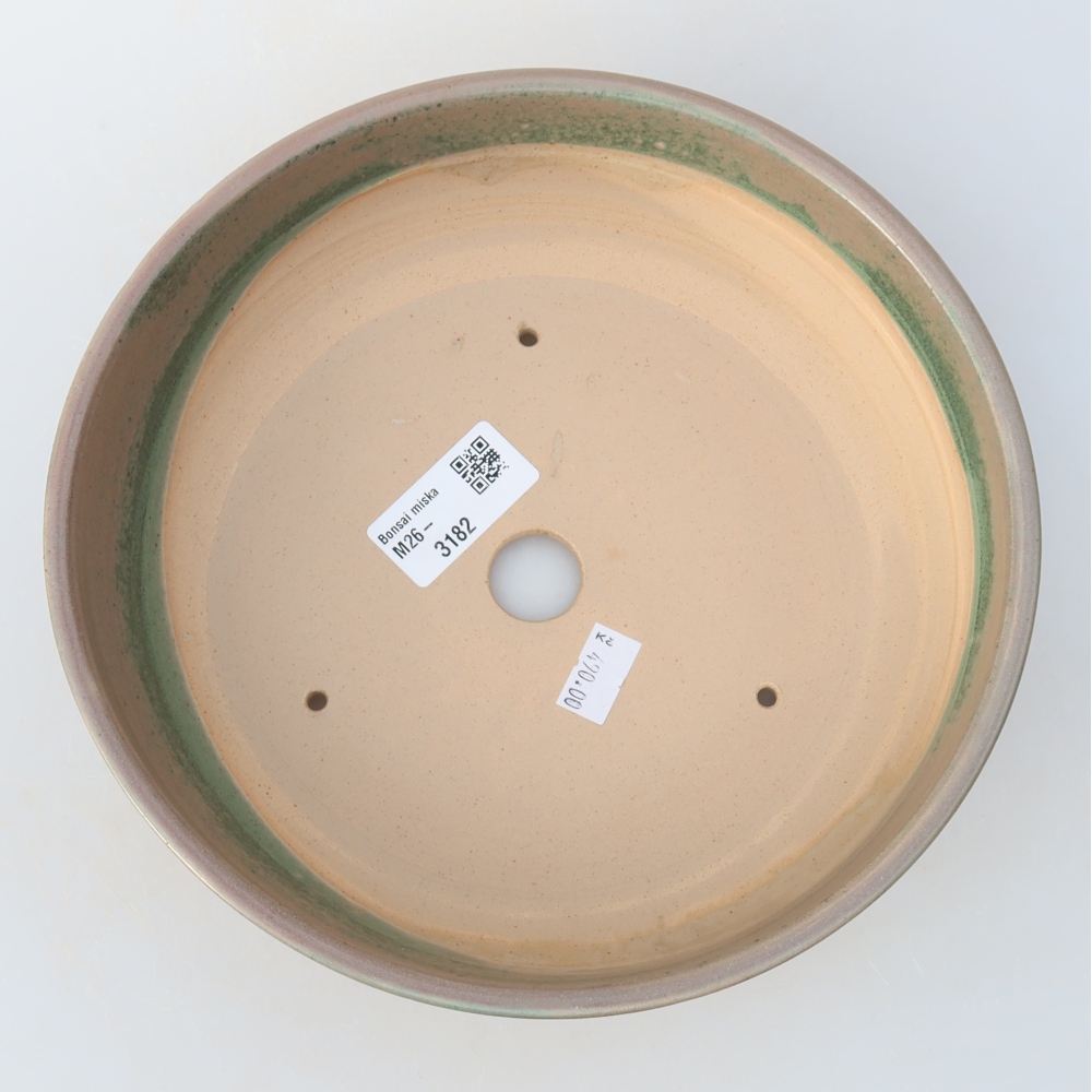 Pot à bonsaï en céramique 20 x 20 x 6 cm, couleur beige