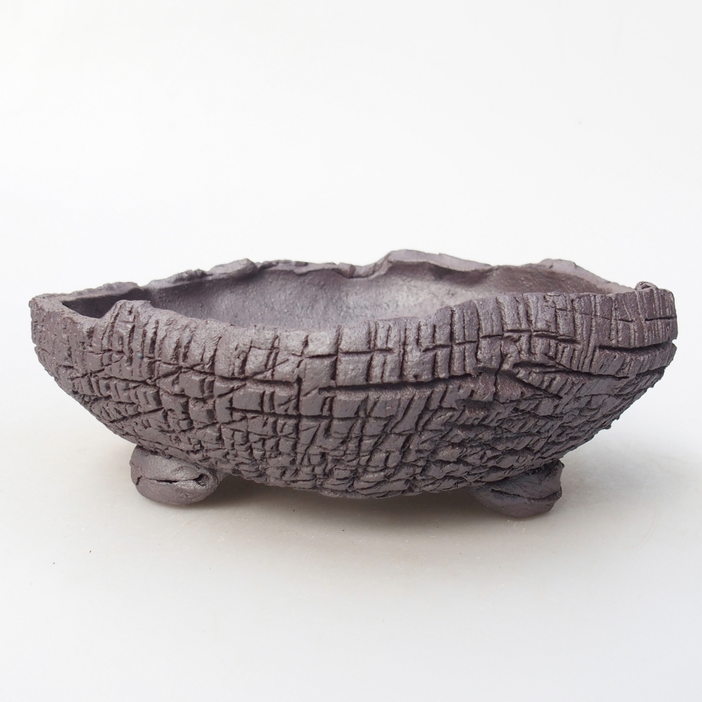 Bol à bonsaï en céramique 17 x 16 x 6 cm, couleur métal