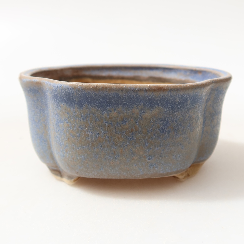 Pot à bonsaï en céramique 8 x 7,5 x 3,5 cm, couleur bleue