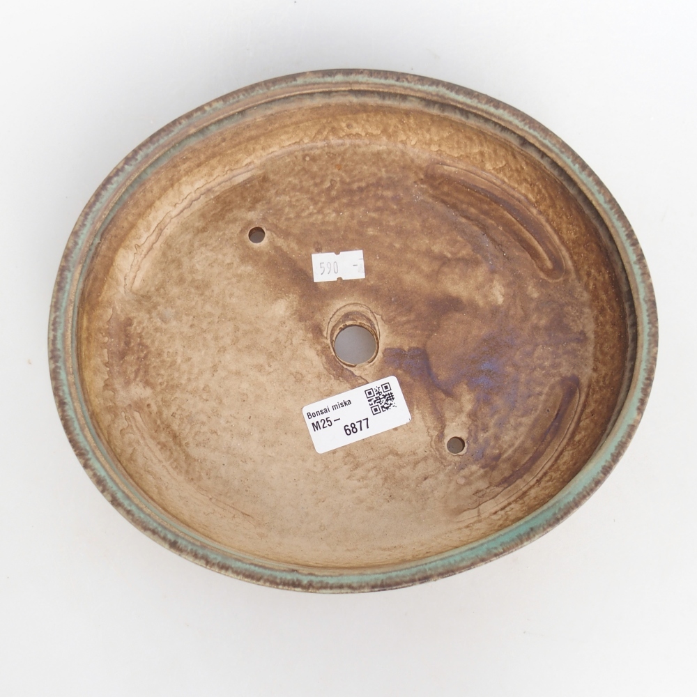 Bol à bonsaï en céramique 22,5 x 20 x 4,5 cm, vert