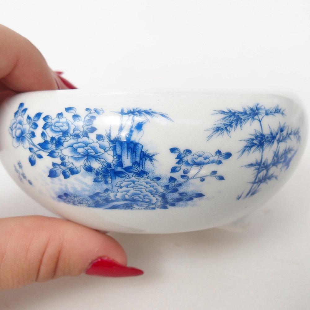 Bol à bonsaï en céramique 10 x 10 x 5 cm, couleur blanc