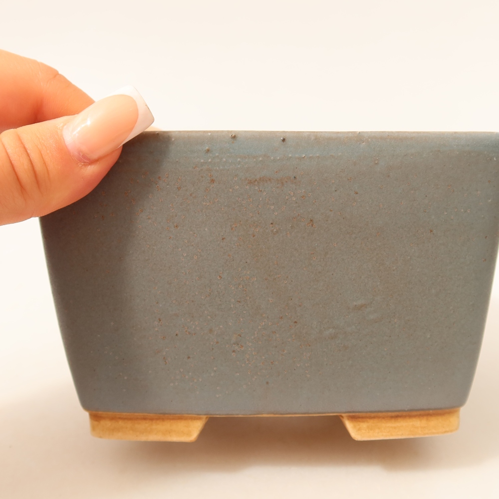 Pot à bonsaï en céramique 13 x 13 x 8 cm, couleur bleue