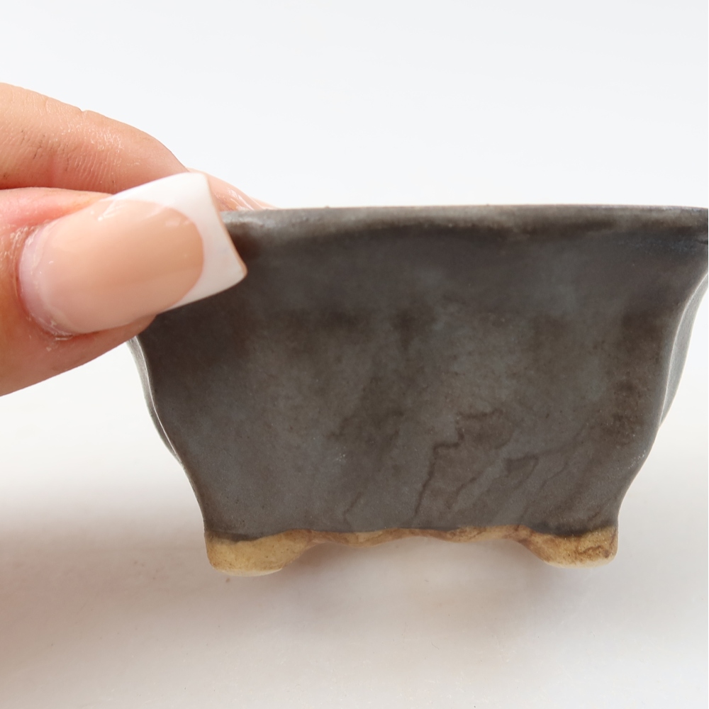 Pot à bonsaï en céramique 7,5 x 7 x 3,5 cm, couleur bleue