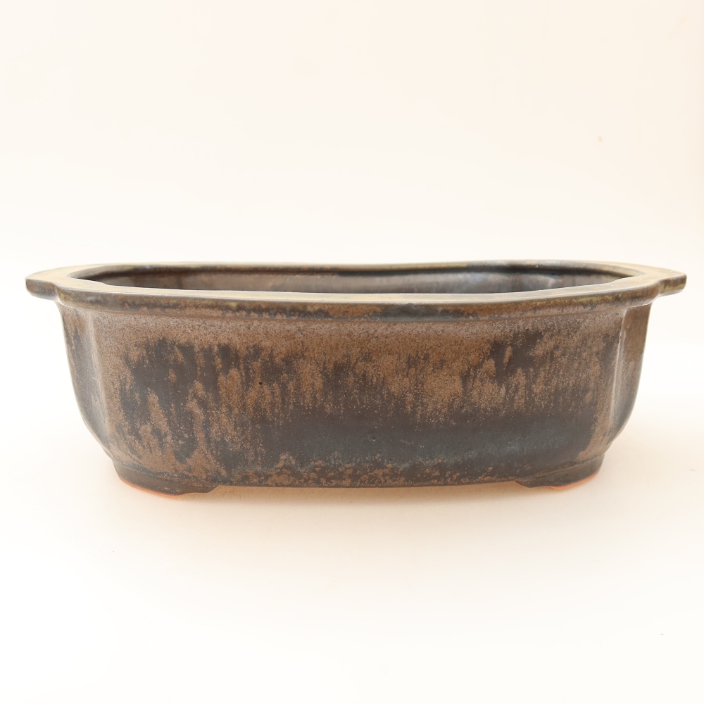 Pot à bonsaï en céramique 24,5 x 21 x 7,5 cm, couleur marron