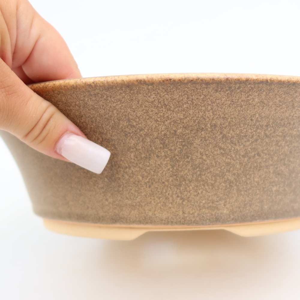 Pot à bonsaï en céramique 25,5 x 25,5 x 7,5 cm, couleur marron