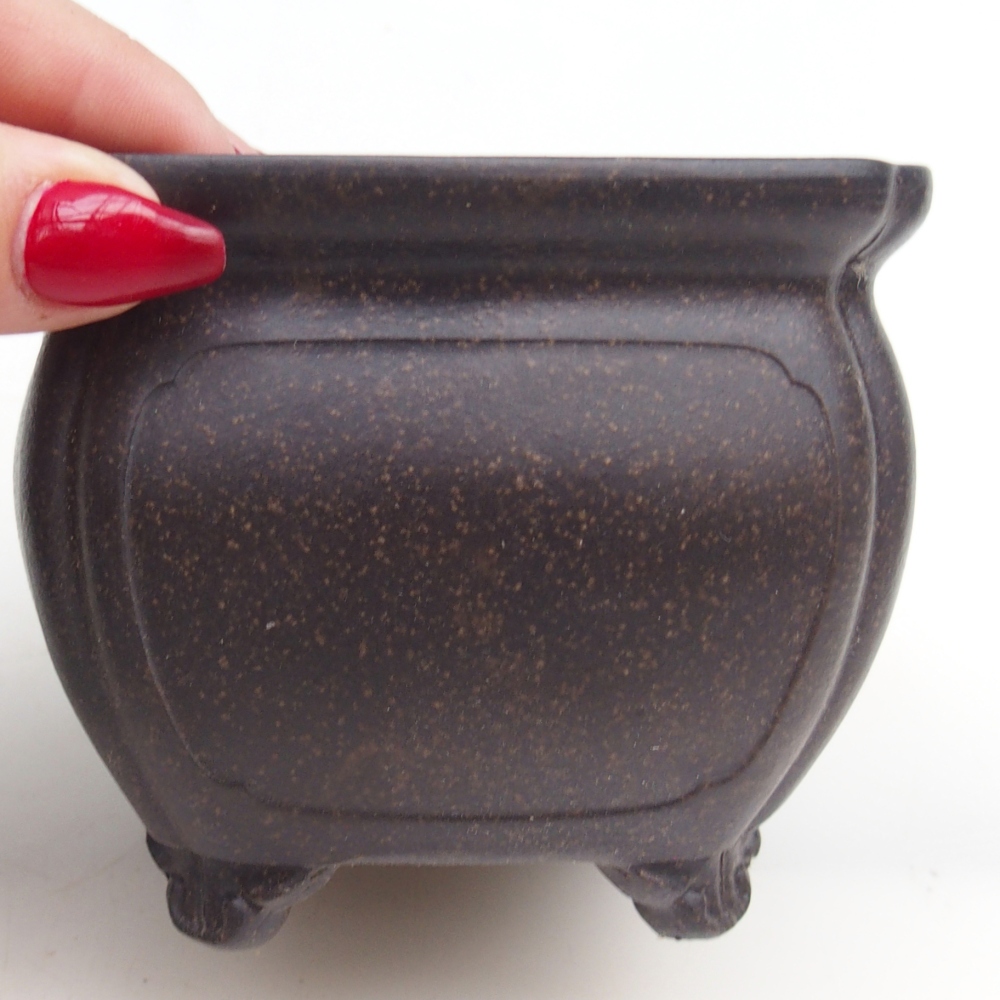 Bol à bonsaï en céramique 10 x 10 x 8 cm, ocre brunâtre