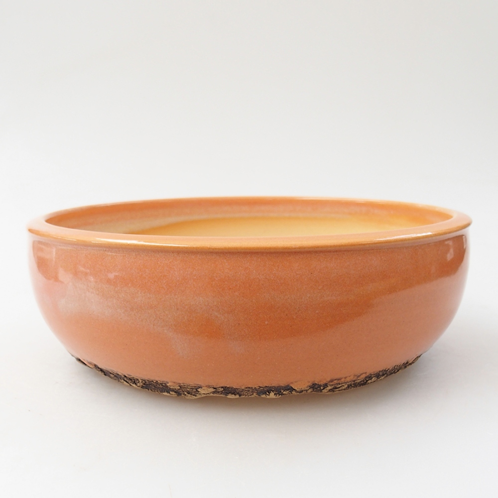 Bol à bonsaï en céramique 20,5 x 20,5 x 6 cm, orange