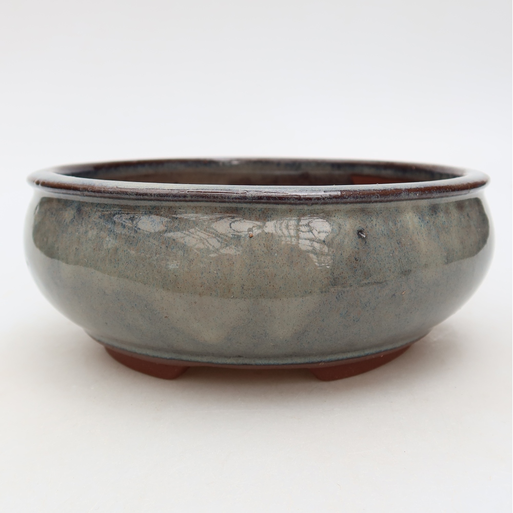Pot à bonsaï en céramique 16 x 16 x 6,5 cm, couleur grise