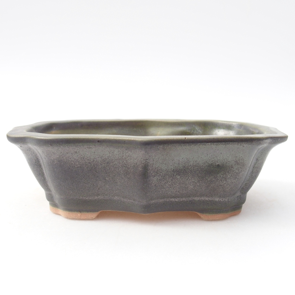 Bol à bonsaï en céramique 15,5 x 11 x 4,5 cm, vert métallique
