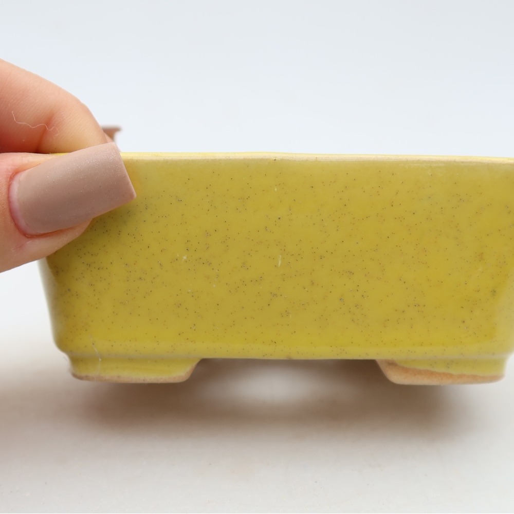 Pot à bonsaï en céramique 10,5 x 8,5 x 4 cm, couleur jaune