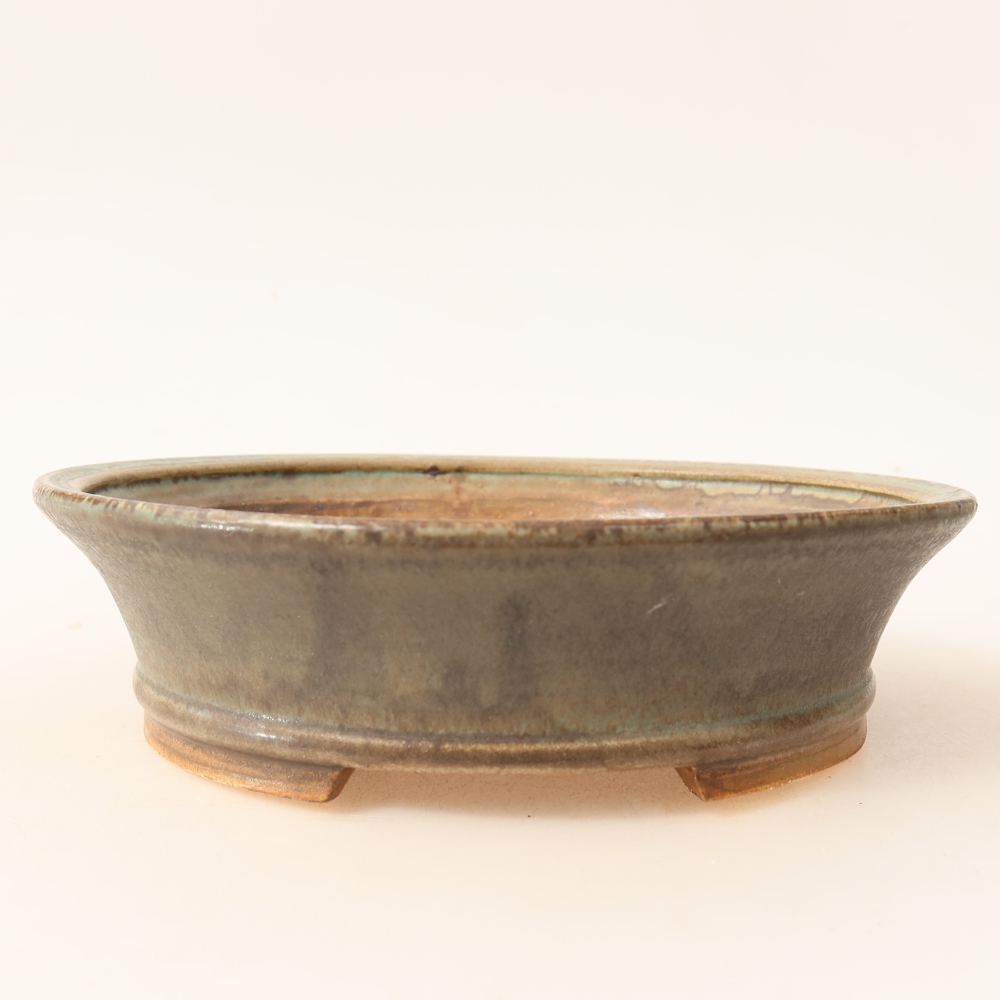 Pot à bonsaï en céramique 17,5 x 16,5 x 4,5 cm, couleur marron