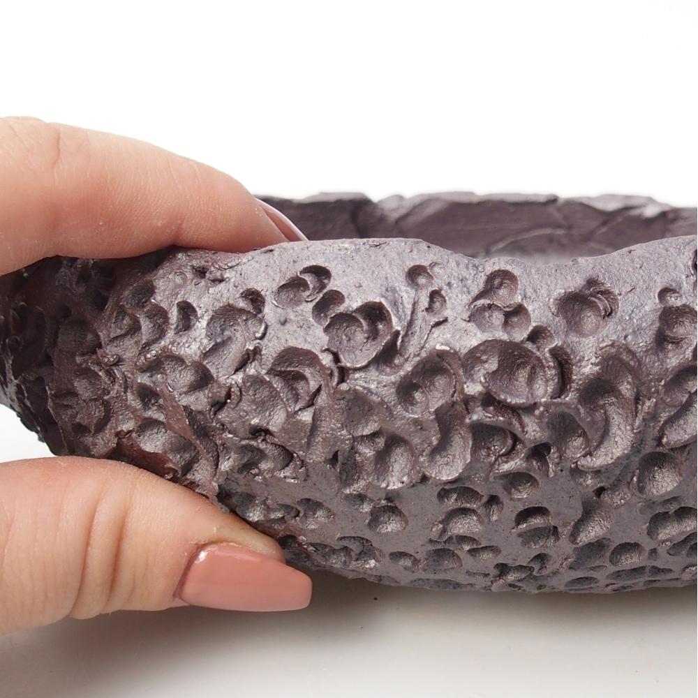 Bol à bonsaï en céramique 18 x 17 x 5 cm, couleur métal