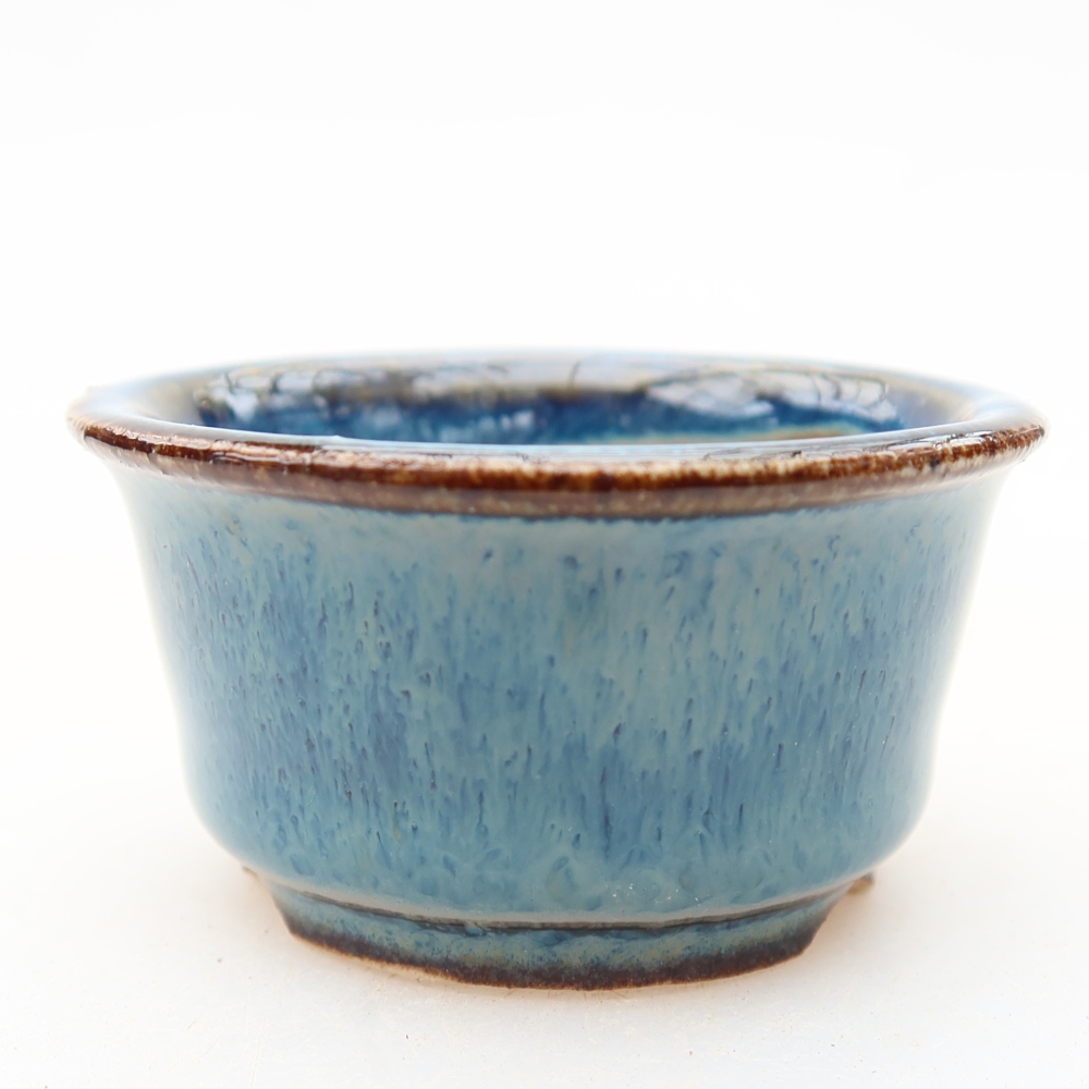 Pot à bonsaï en céramique 4,5 x 4,5 x 3 cm, couleur bleue
