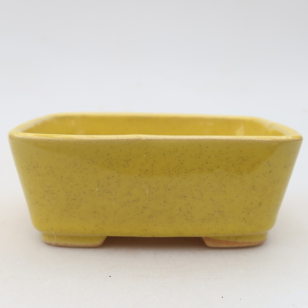 Pot à bonsaï en céramique 10,5 x 8,5 x 4 cm, couleur jaune