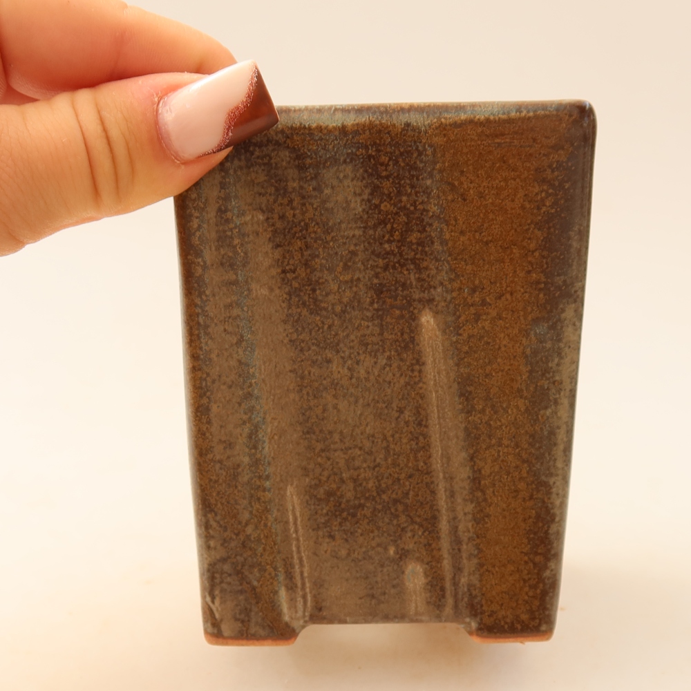 Pot à bonsaï en céramique 7,5 x 7,5 x 10 cm, couleur marron