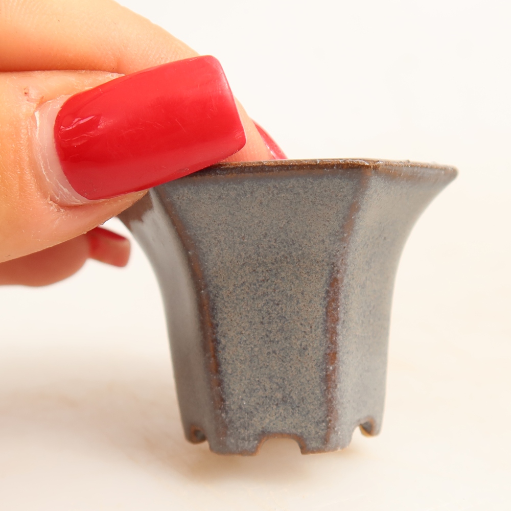 Pot à bonsaï en céramique 4,5 x 4 x 3,5 cm, couleur grise