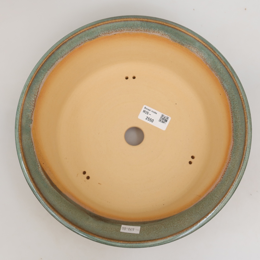 Pot à bonsaï en céramique 27 x 27 x 7,5 cm, couleur verte