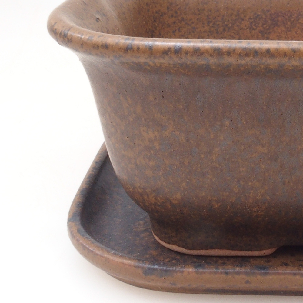 Bol bonsaï + soucoupe H38 - 12x10x5,5 cm - marron