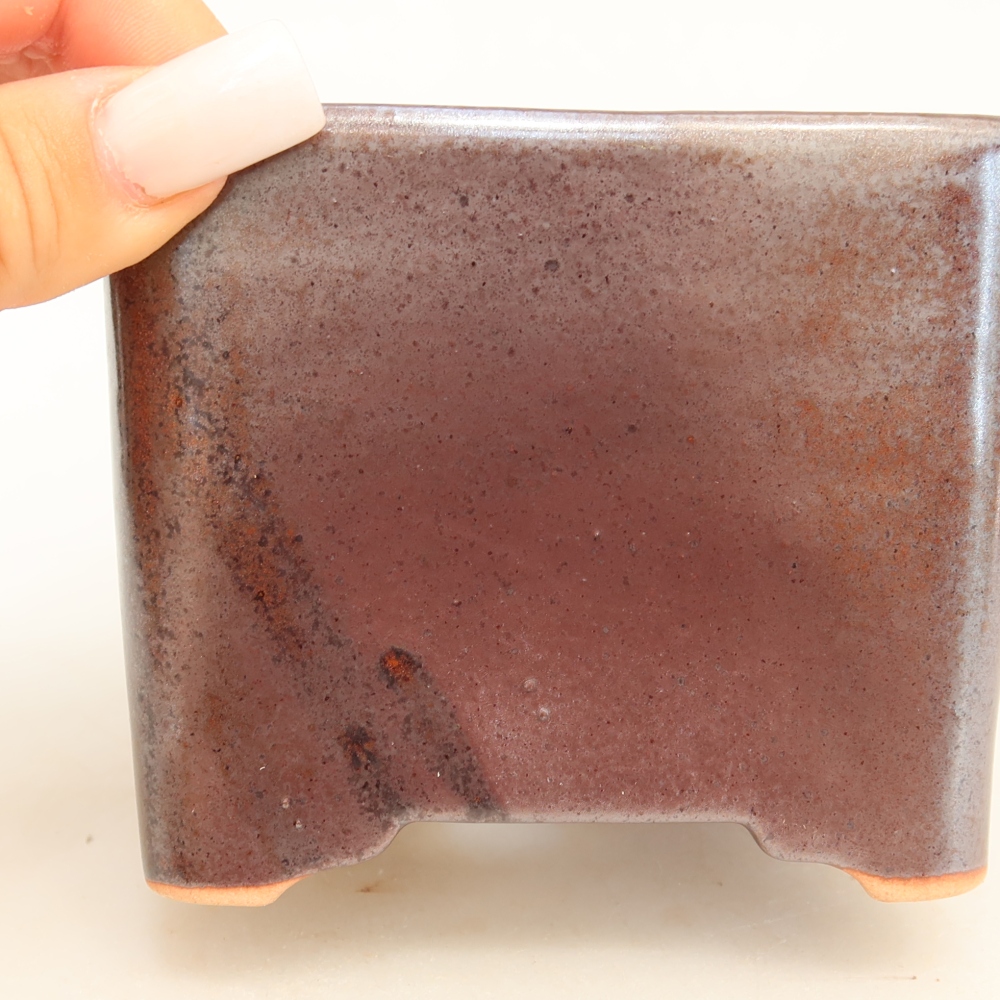 Pot à bonsaï en céramique 10,5 x 10,5 x 8,5 cm, couleur marron