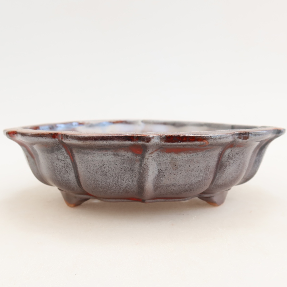 Bol à bonsaï en céramique 18,5 x 18,5 x 5 cm, couleur métal