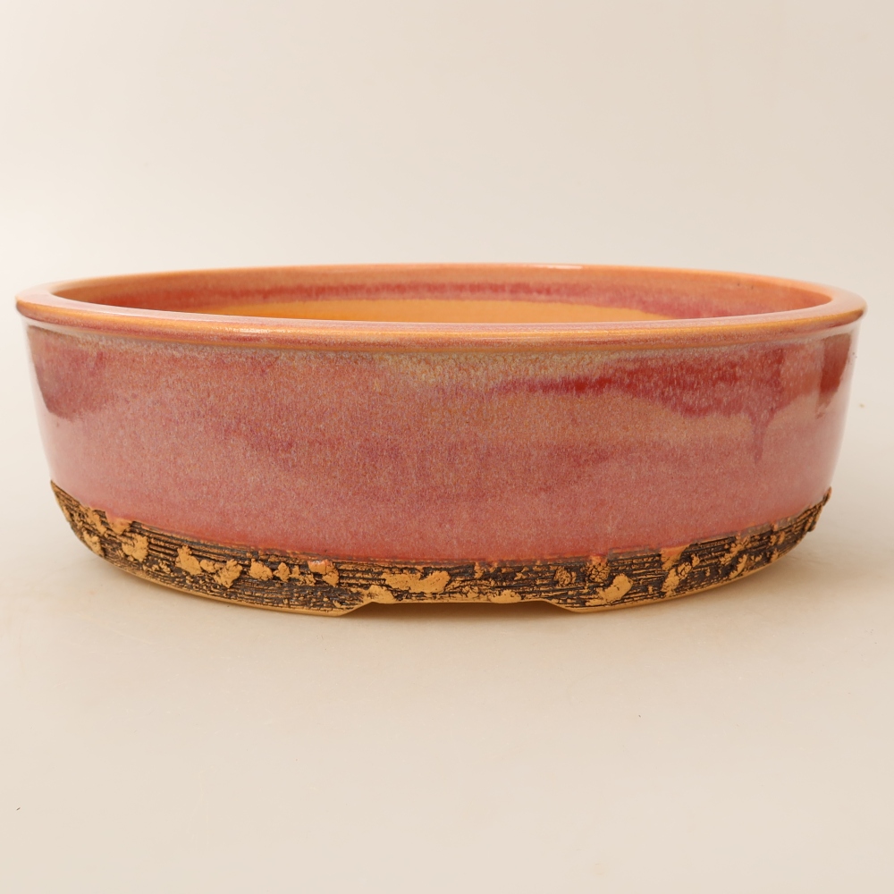 Pot à bonsaï en céramique 27,5 x 27,5 x 7,5 cm, couleur rose