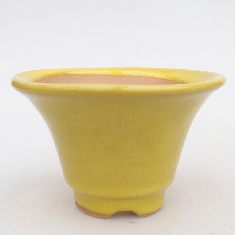Bol à bonsaï en céramique 10,5 x 10,5 x 7 cm, jaune