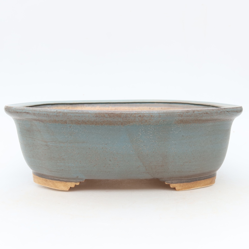 Pot à bonsaï en céramique 25 x 21 x 8 cm, couleur bleue