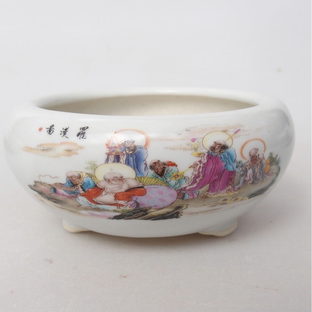 Bol à bonsaï en céramique 10 x 10 x 5 cm, couleur blanc