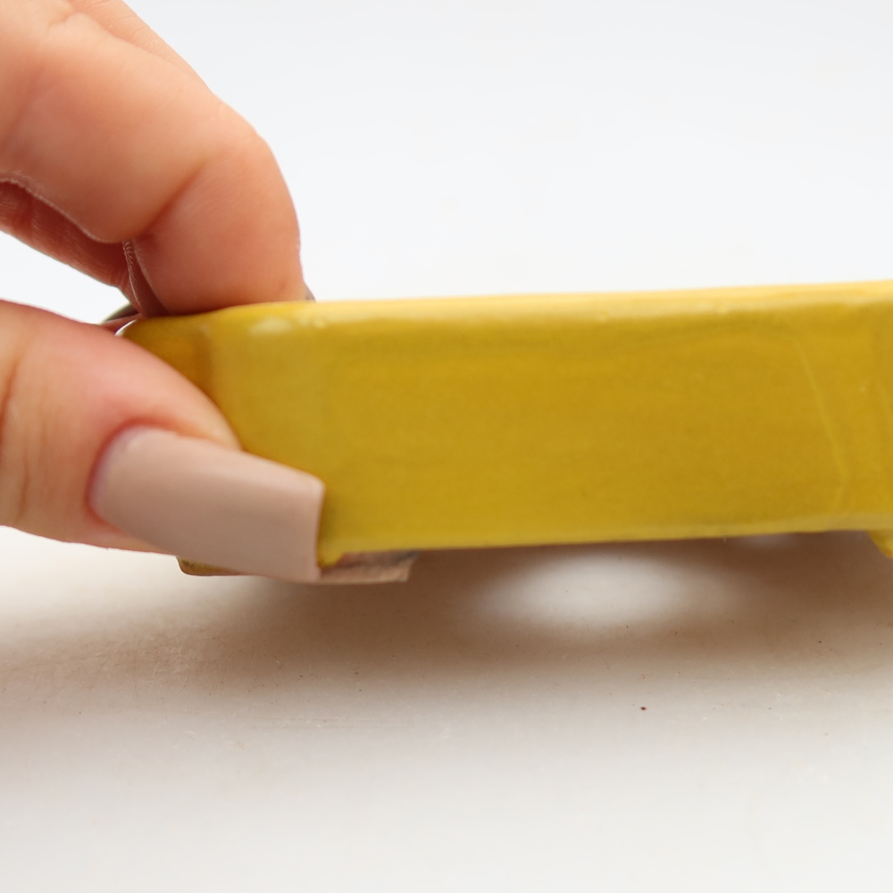 Pot à bonsaï en céramique 10 x 8 x 2,5 cm, couleur jaune