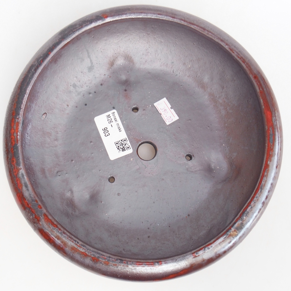 Bol à bonsaï en céramique 21 x 21 x 6,5 cm, couleur noir rouge