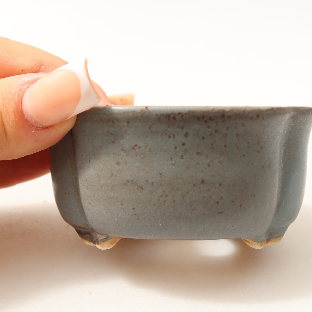 Pot à bonsaï en céramique 8 x 7,5 x 3,5 cm, couleur bleue