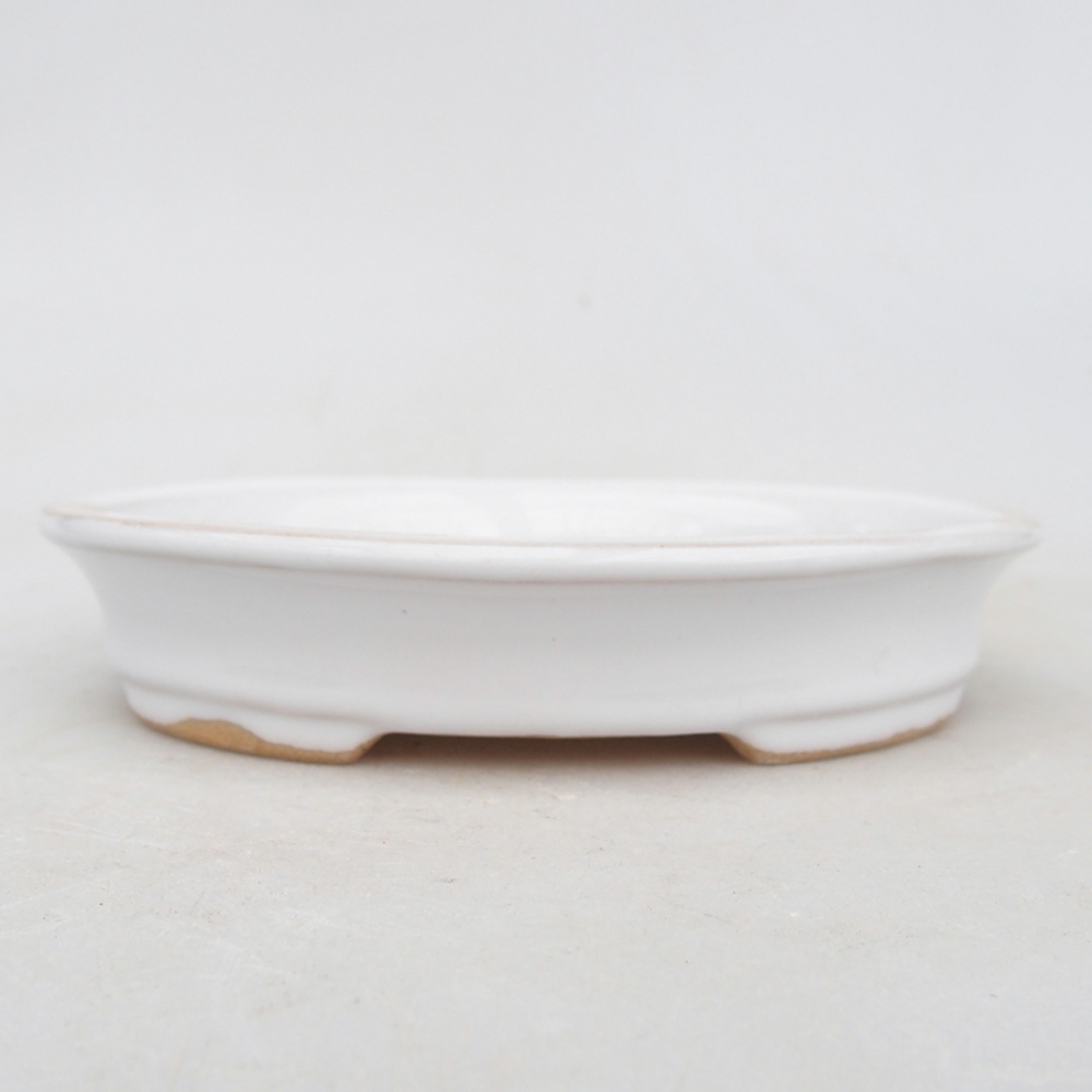 Bol à bonsaï en céramique 13 x 11 x 2,5 cm, couleur blanc