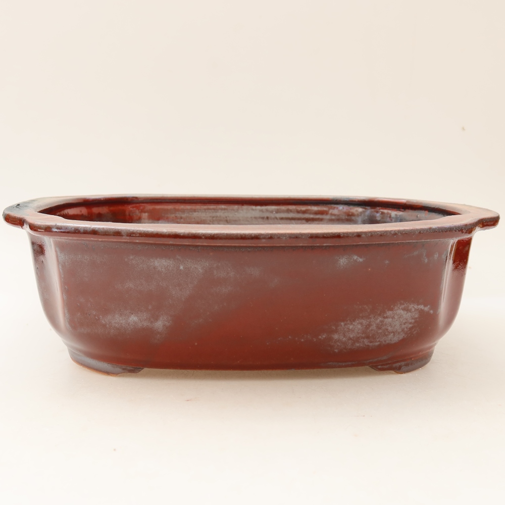 Pot à bonsaï en céramique 24,5 x 21 x 7,5 cm, couleur rouge