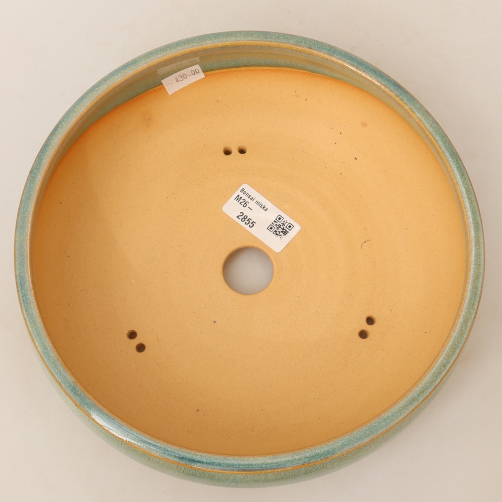 Pot à bonsaï en céramique 21,5 x 21,5 x 6,5 cm, couleur verte