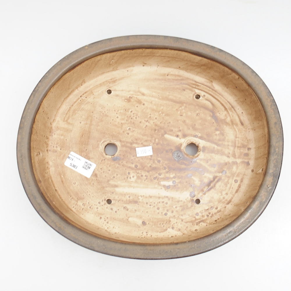 Bol à bonsaï en céramique 32,5 x 28,5 x 7,5 cm, brun